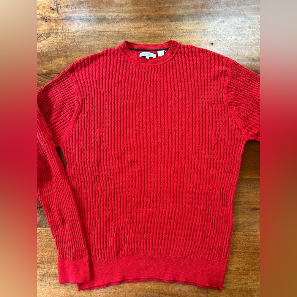 ALEX CANNON -  Red Men’s  - Cotton Cable Knit Textured Sweater Size L